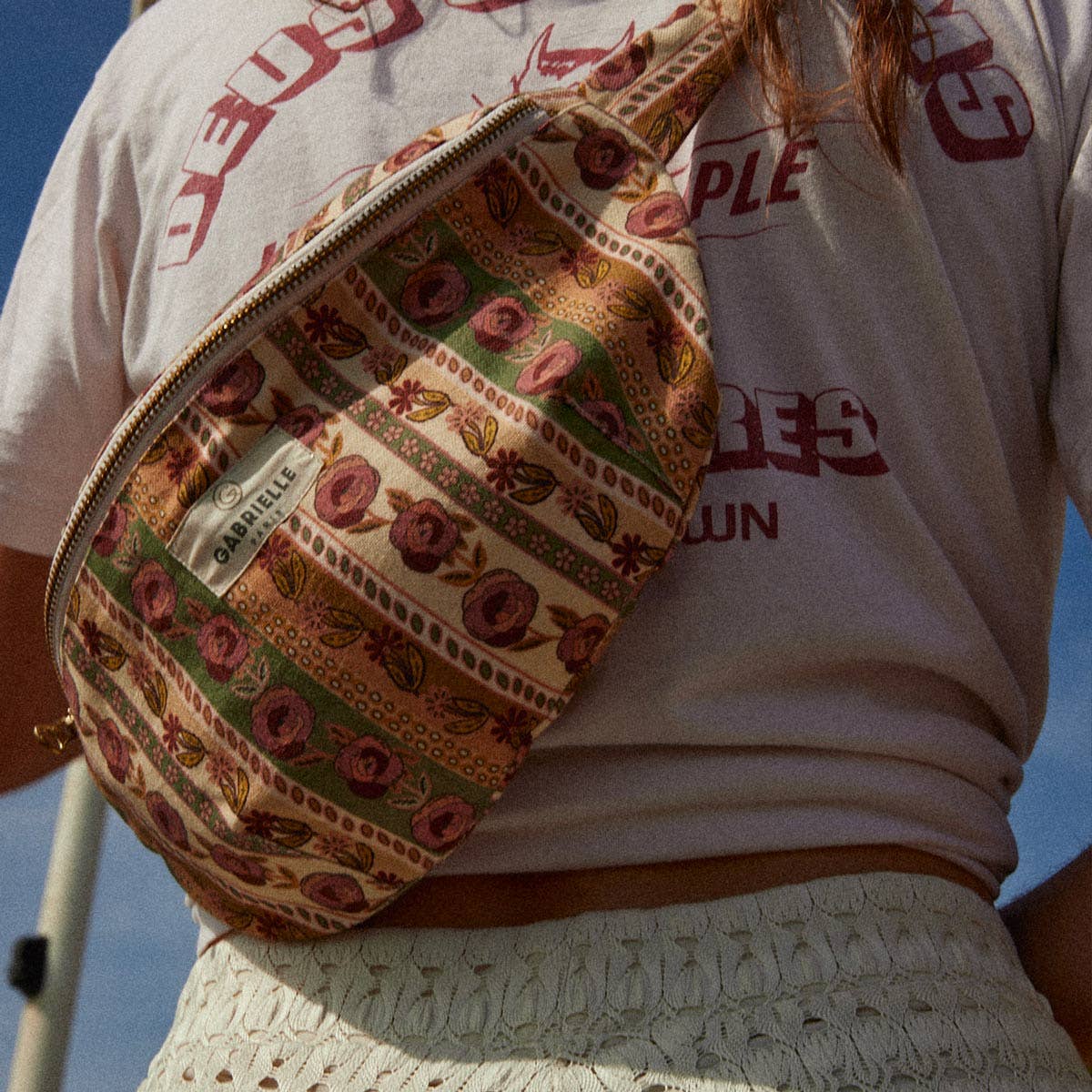 Sac banane en coton Flores