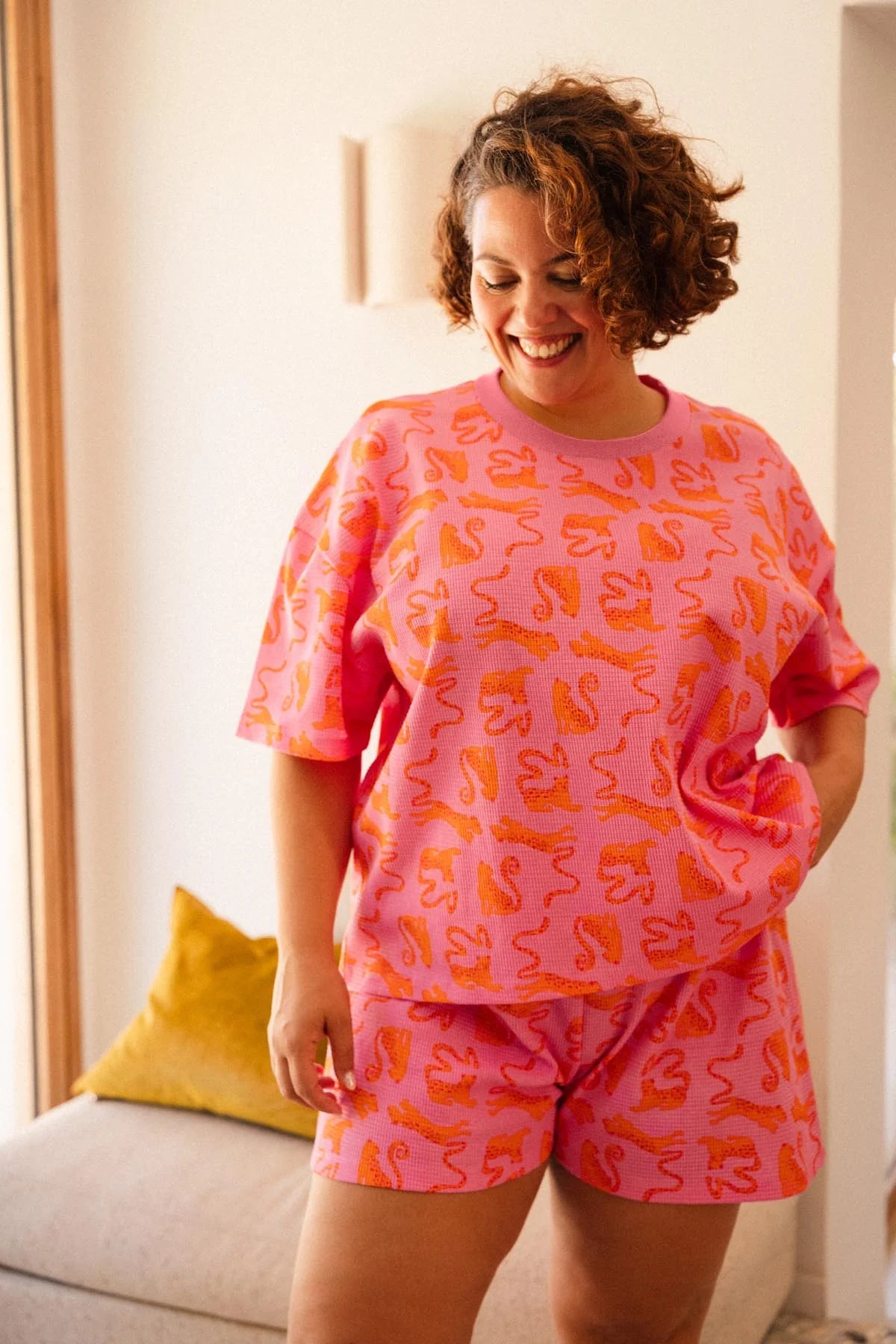 Pyjama Gaufré Coton Bio pink léo fuchsia– We Are Jolies