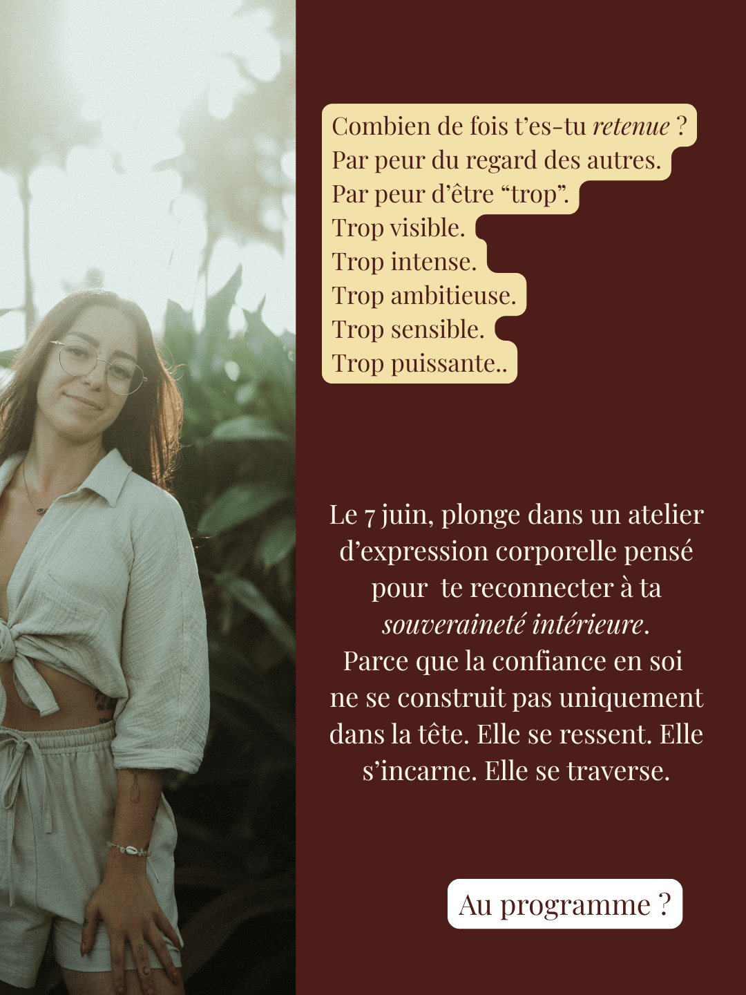 Atelier d'expression corporelle – À la rencontre de ta souveraineté - Baume Shop