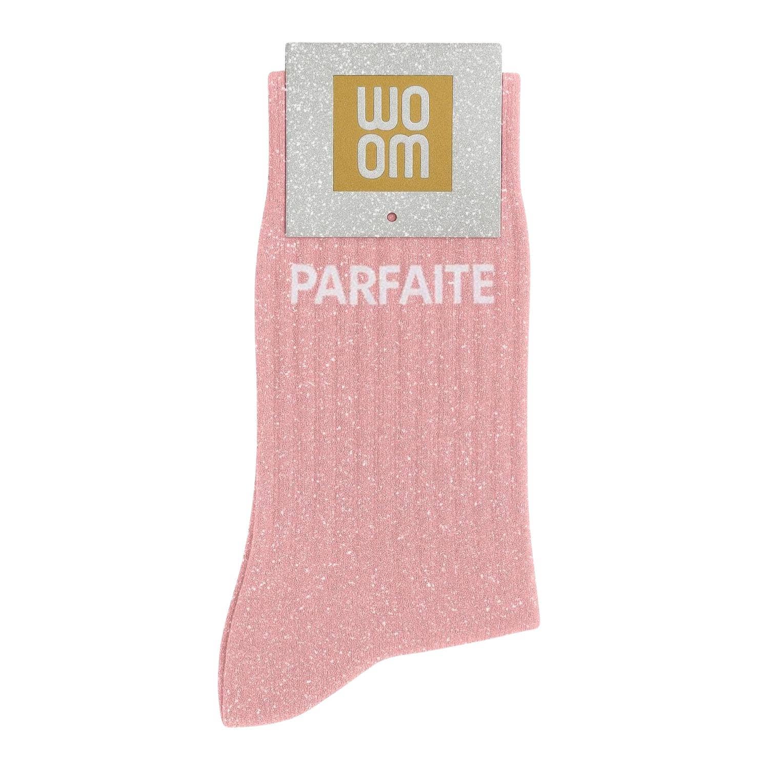 Chaussettes à Paillettes à Message "Parfaite" Rose - Baume Shop