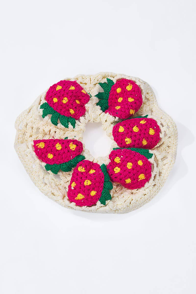Chouchou crochet fraises 12cm - Baume Shop