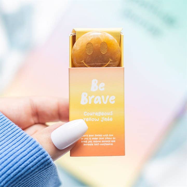 Cristal Be Brave en jade jaune Happy Face - Baume Shop
