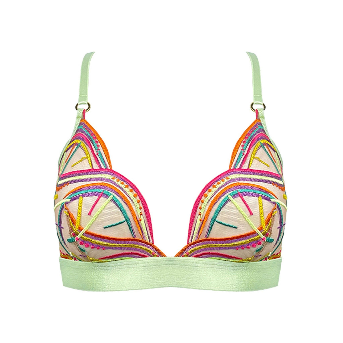Disco Deco Triangle Bralette – Bralette brodée graphique vert lime – Somewhere Never - Baume Shop