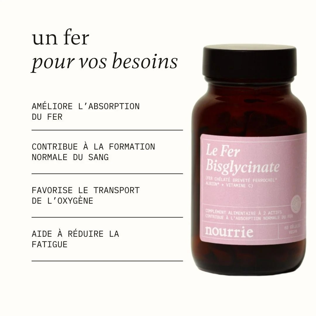 Fer Bisglycinate + Vitamine C – 60 gélules – Nourrie - Baume Shop