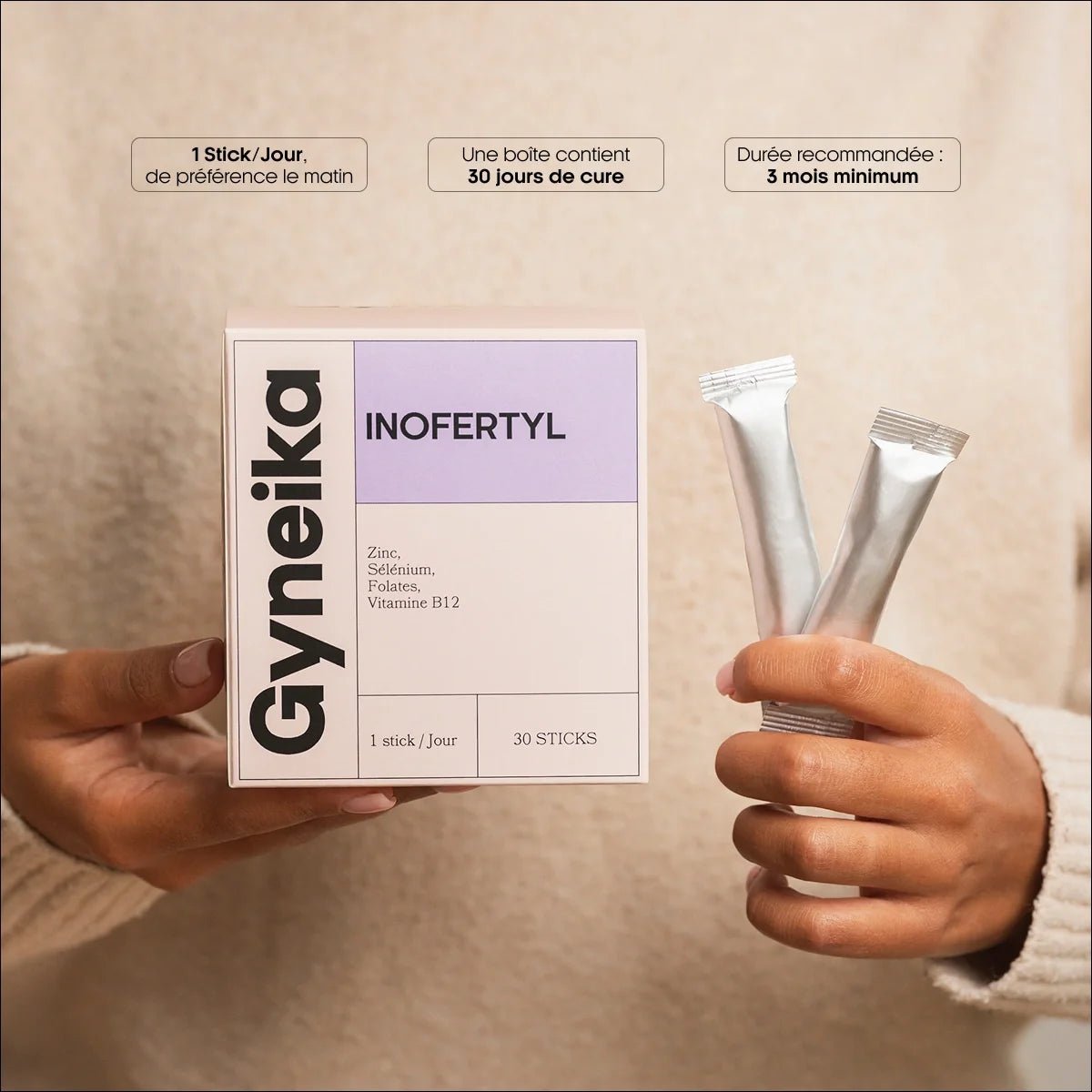 Inofertyl – Base nutritionnelle fertilité 6 actifs en sticks – Gyneika - Baume Shop