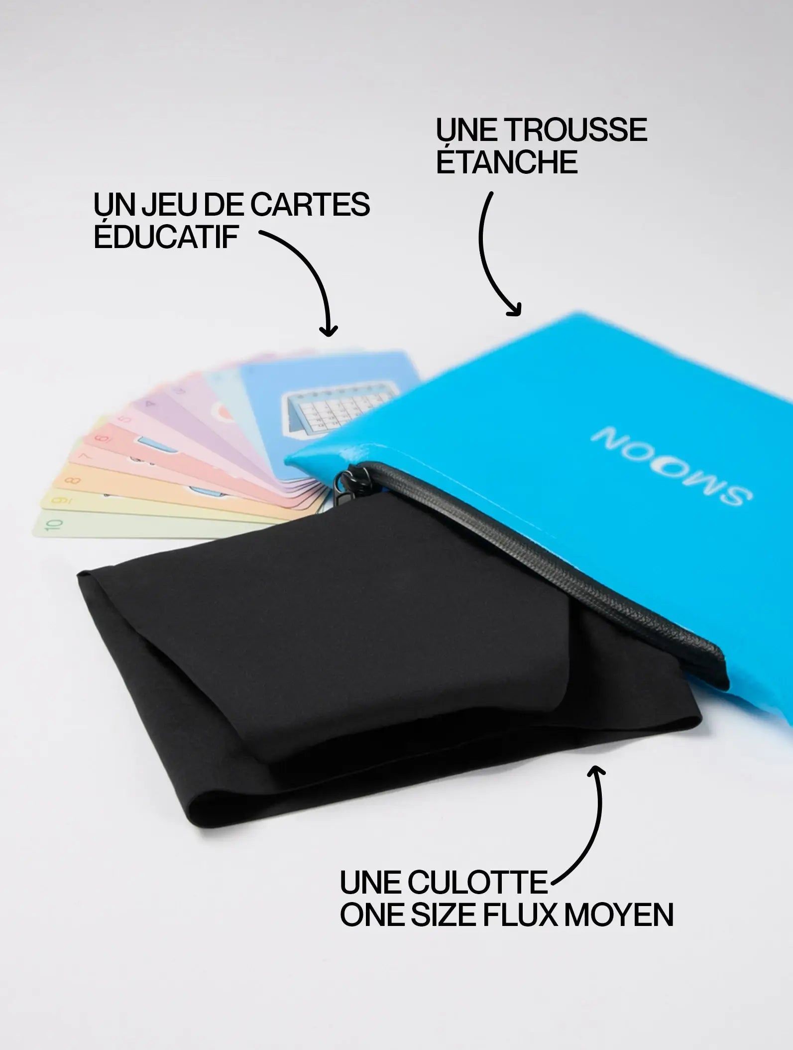Kit Premières Règles – Culotte menstruelle One Size + pochette + jeu éducatif – Smoon - Baume Shop