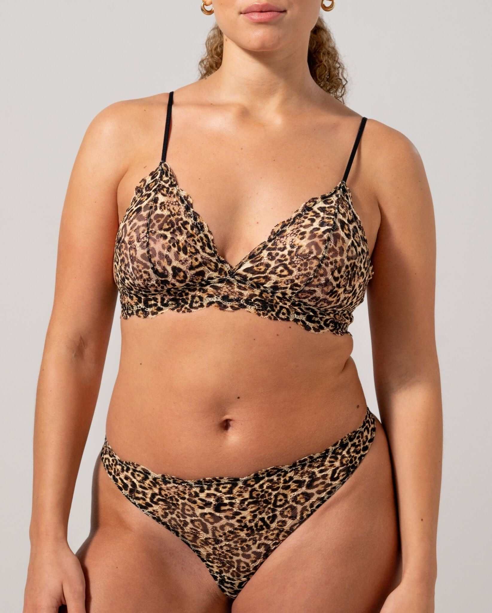 Lace Thong Gold Leopard – String dentelle imprimé léopard – Understatement - Baume Shop