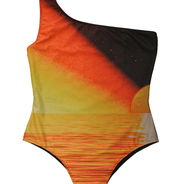 Mallorca – Maillot une pièce épaule asymétrique imprimé coucher de soleil – SOLOR DV - Baume Shop