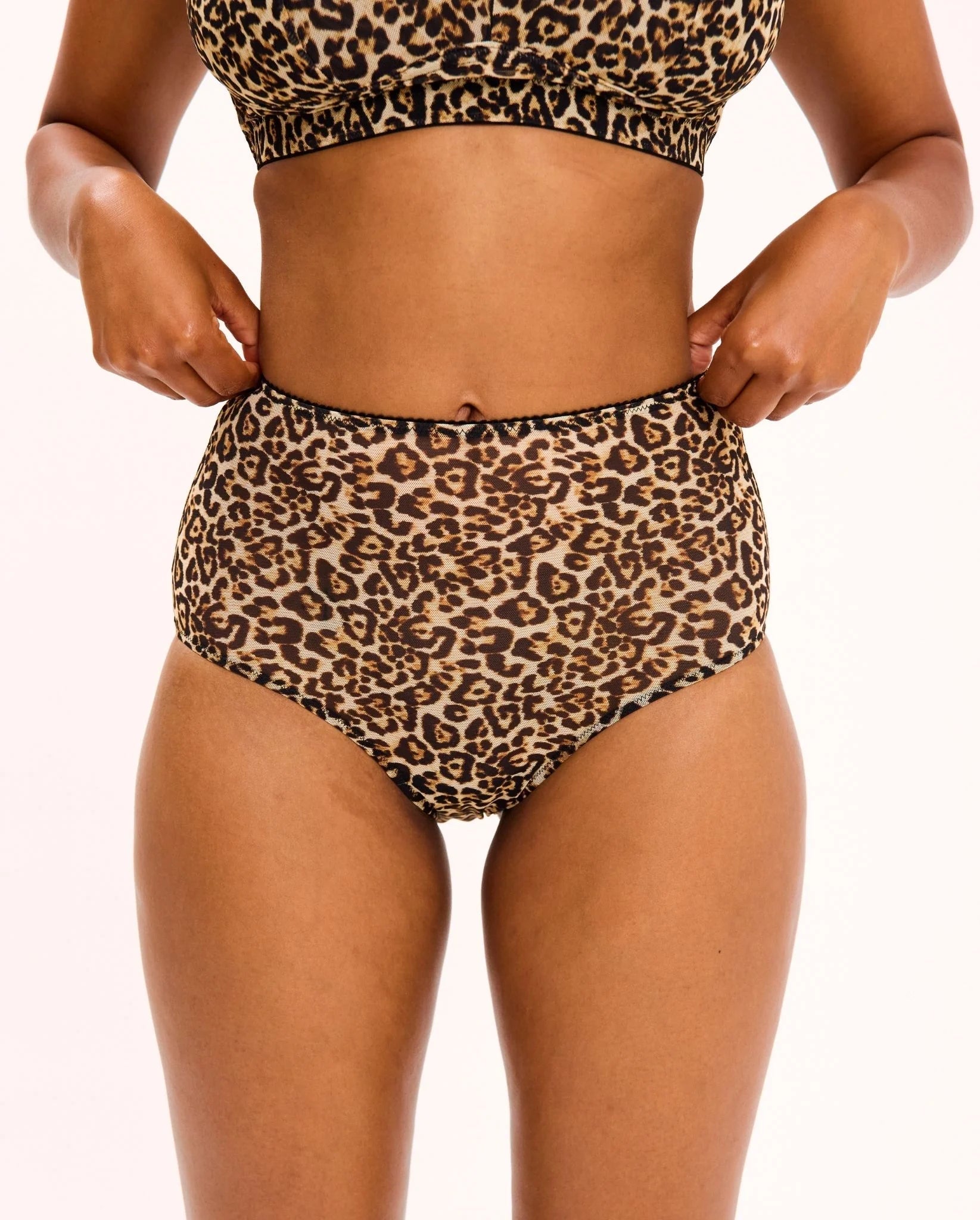 Mesh Highwaist Briefs Leopard – Culotte taille haute mesh léopard – Understatement - Baume Shop