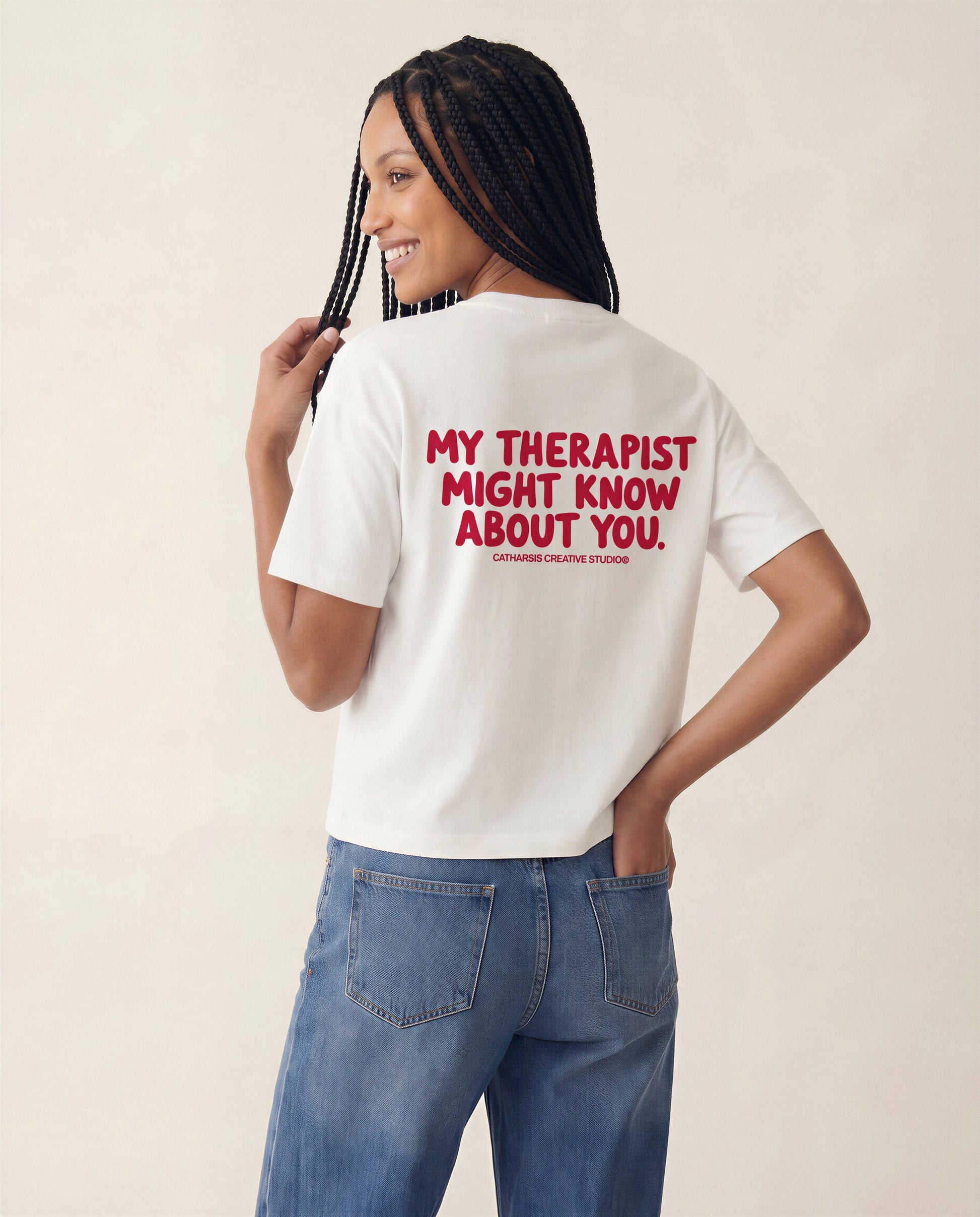 My Therapist Might Know About You Crop fit Coton Bio – Catharsis - Baume Shop
