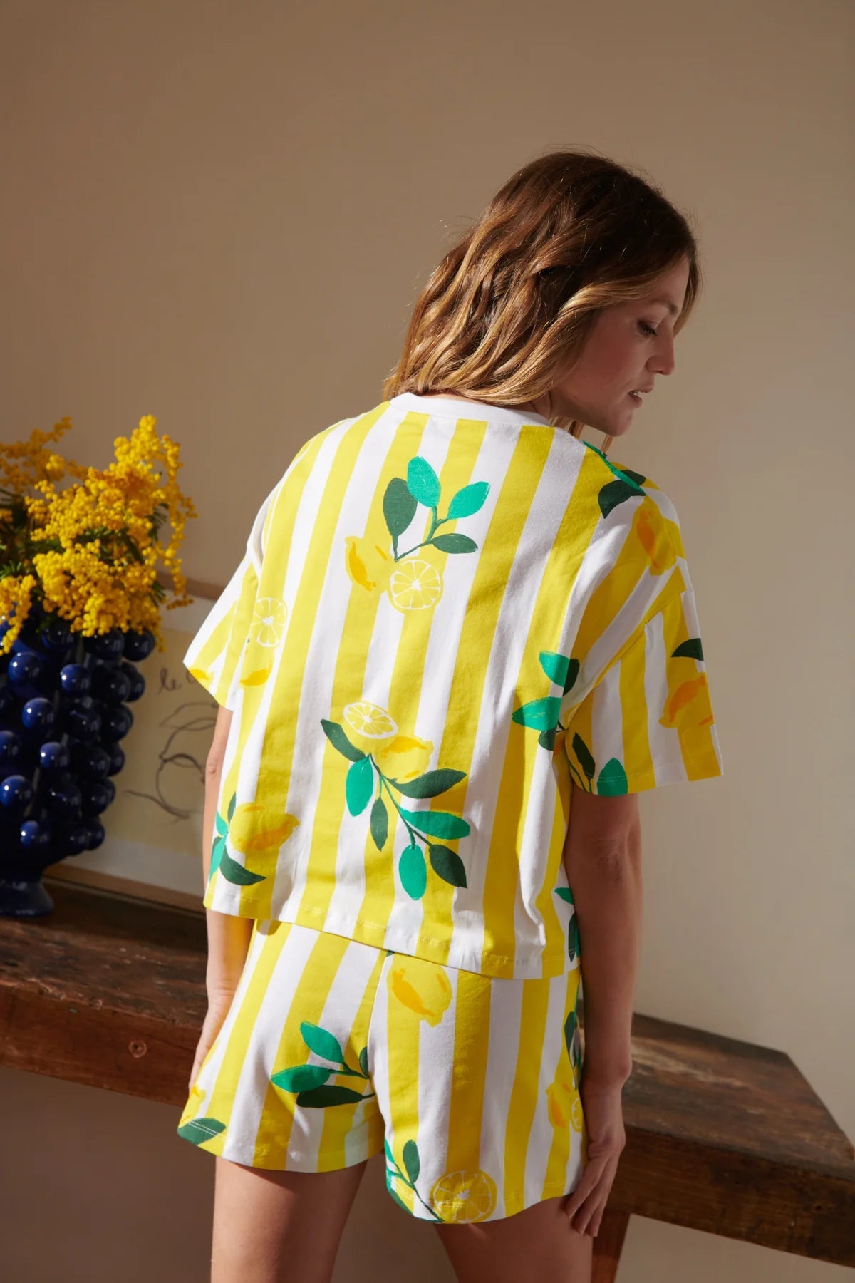 Pyjama Coton Bio Citrons Rayures Jaunes – We Are Jolies - Baume Shop