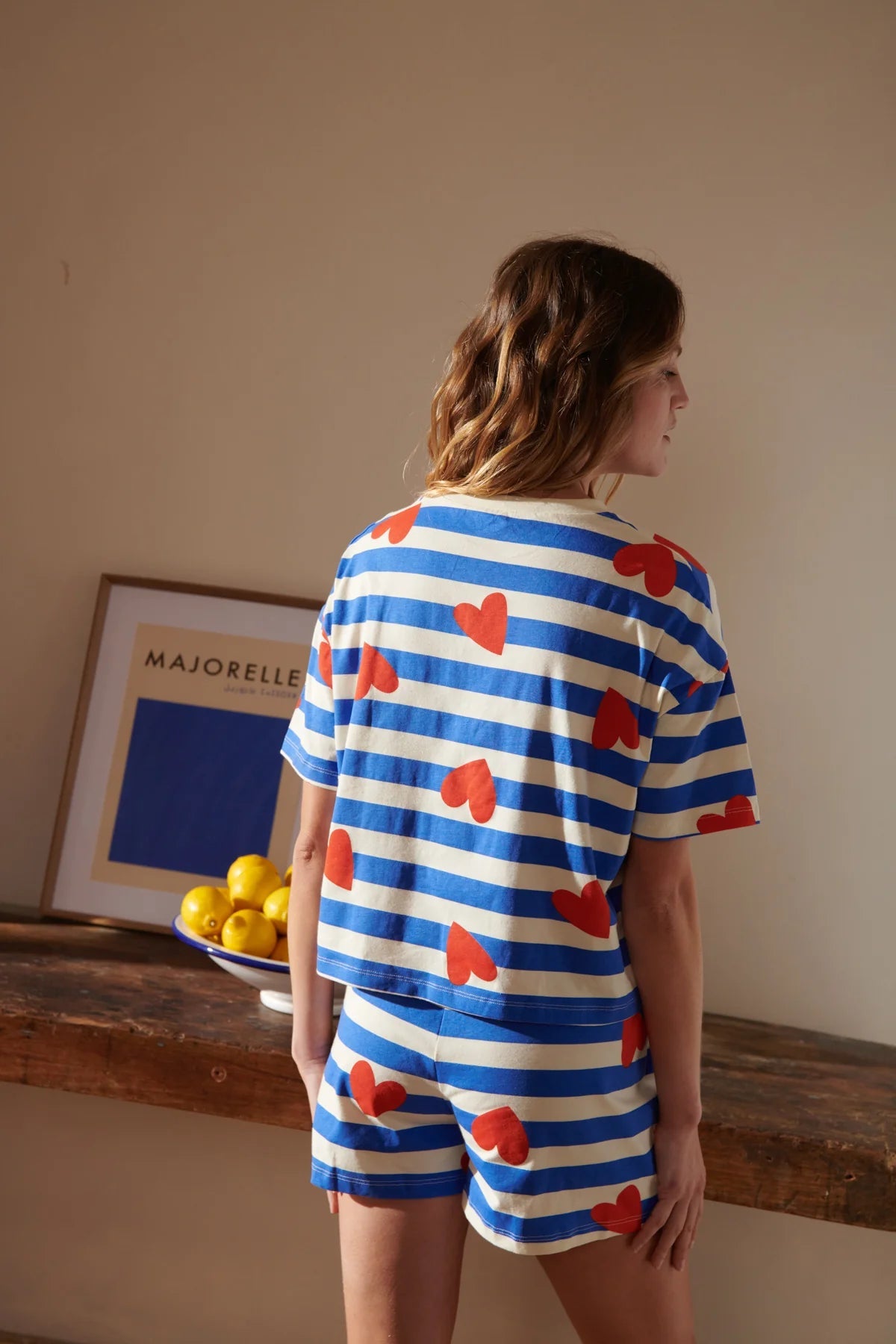 Pyjama Court Coton Bio Marinière Cœurs – We Are Jolies - Baume Shop