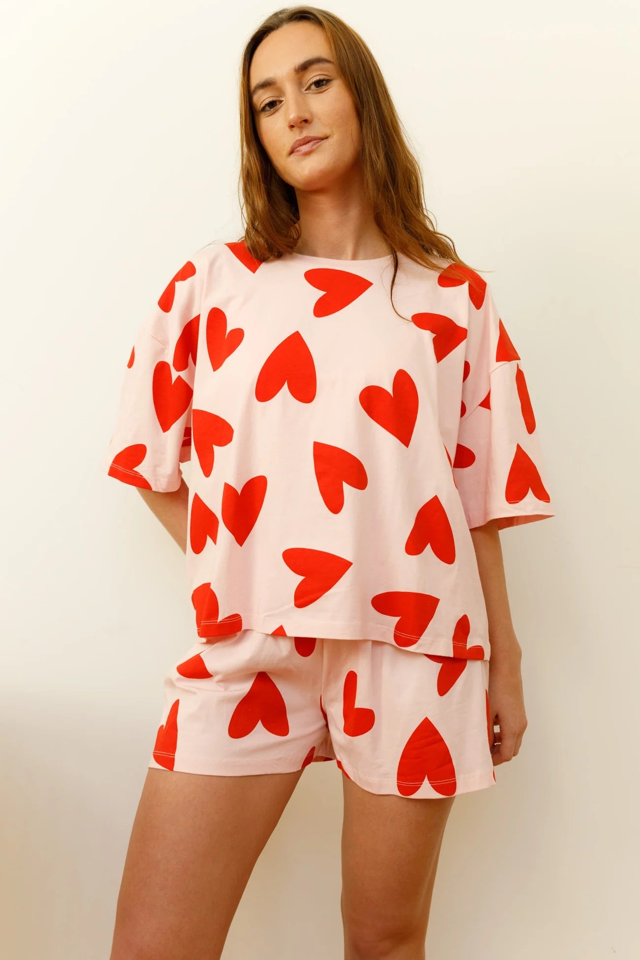 Pyjama Court Coton Bio Mi Amor Cœurs Rose – We Are Jolies - Baume Shop