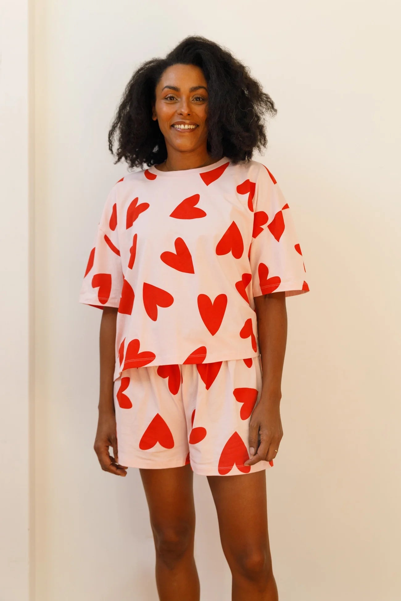 Pyjama Court Coton Bio Mi Amor Cœurs Rose – We Are Jolies - Baume Shop