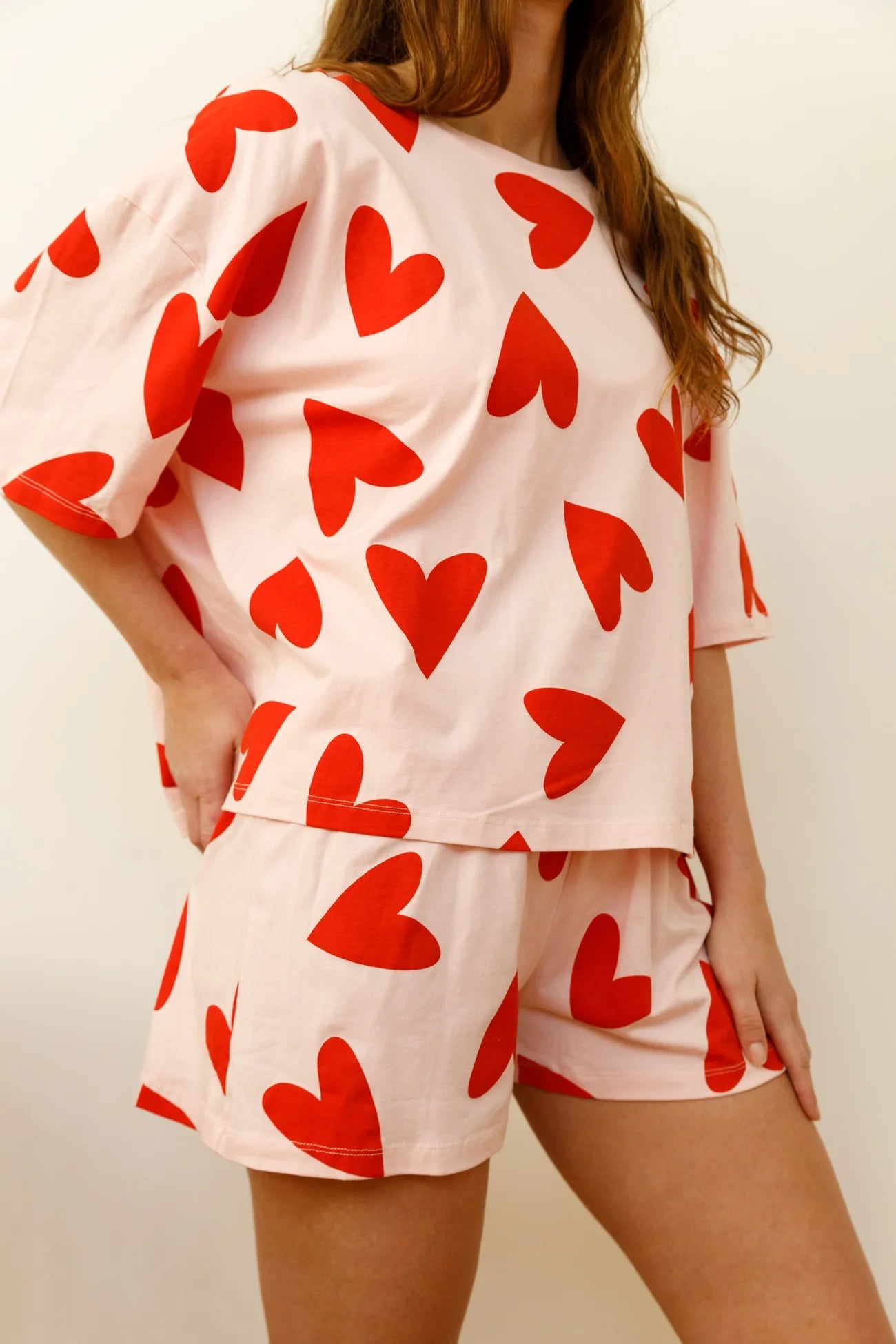 Pyjama Court Coton Bio Mi Amor Cœurs Rose – We Are Jolies - Baume Shop