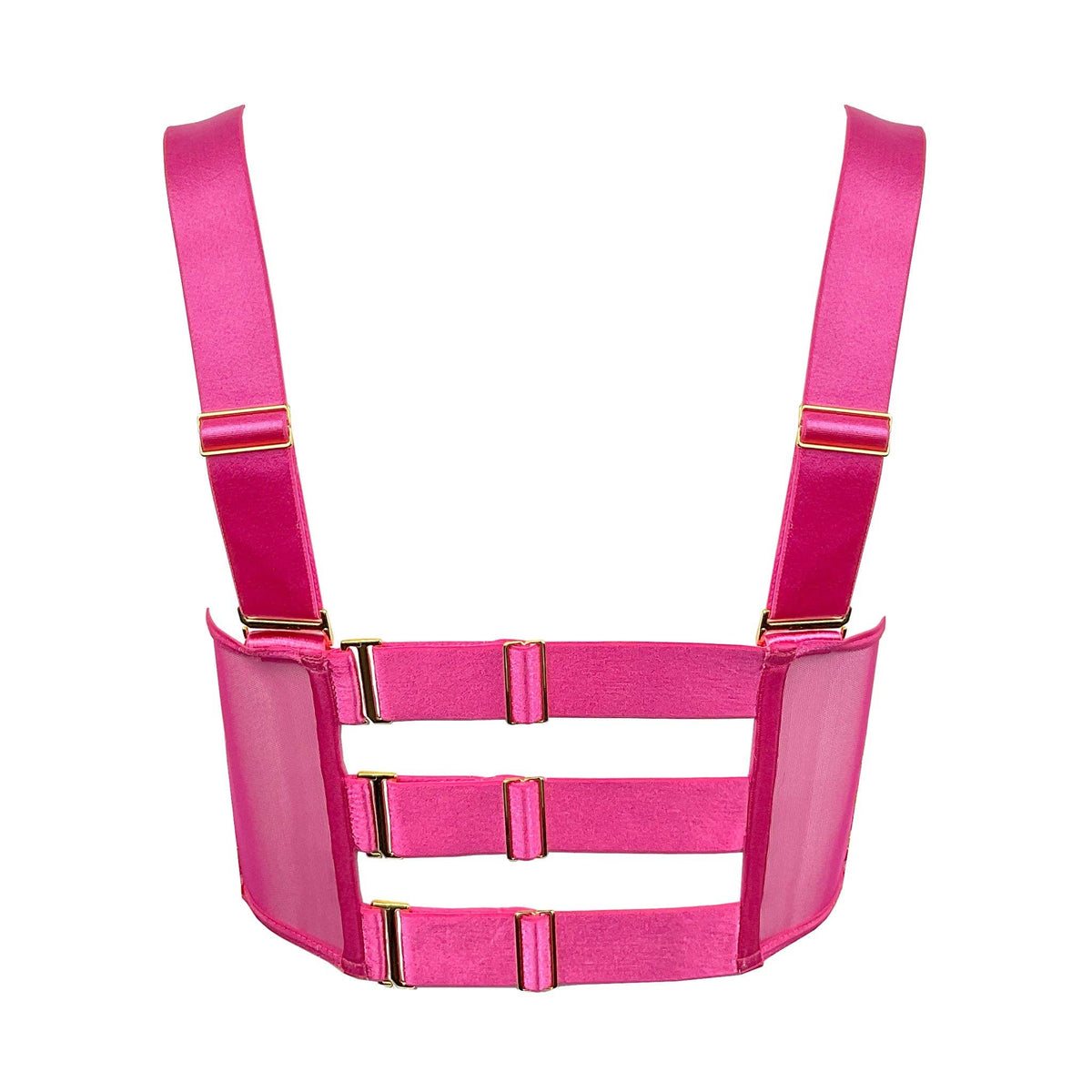 Running Wild Bandeau Bralette – Bandeau brodé rayures rose & or – Somewhere Never - Baume Shop