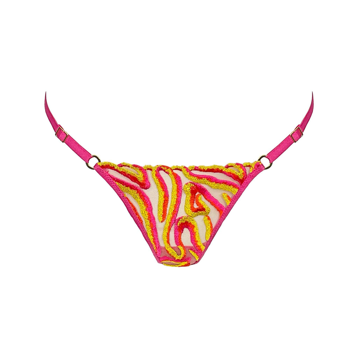Running Wild String – String brodé rayures rose & or – Somewhere Never - Baume Shop