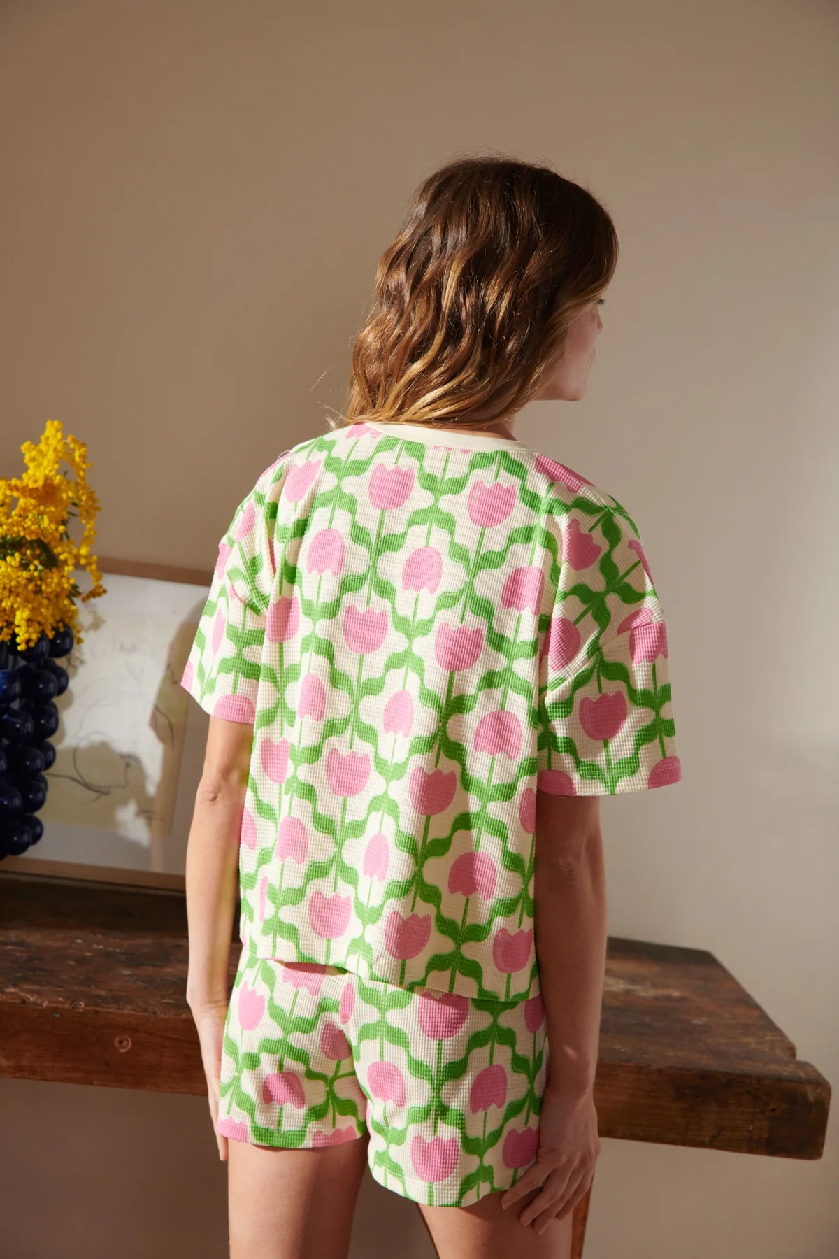 Pyjama Gaufré Coton Bio Tulipes Roses – We Are Jolies
