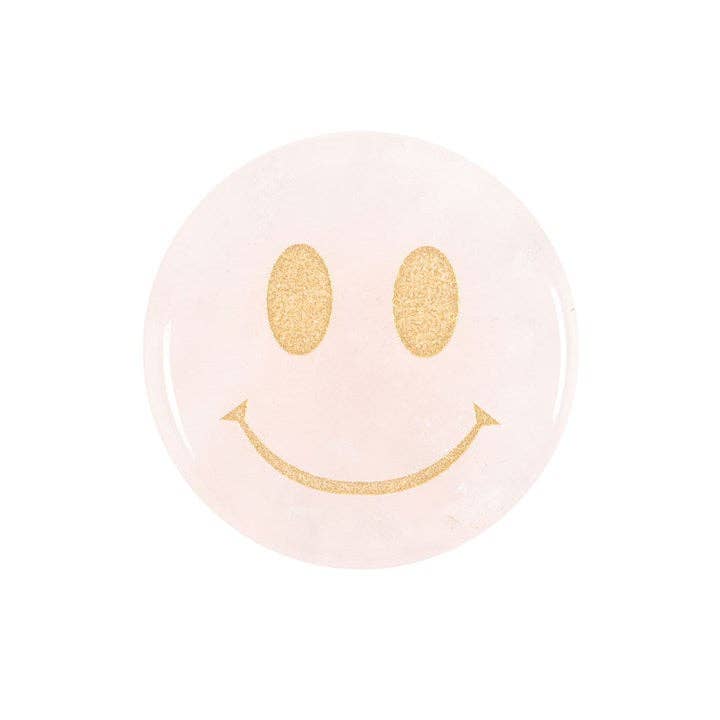 Vous êtes aimé en cristal Happy Face en quartz rose - Baume Shop